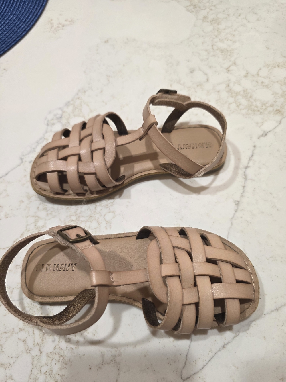 Old Navy Girls' Woven Ankle-Strap Sandals in Blush